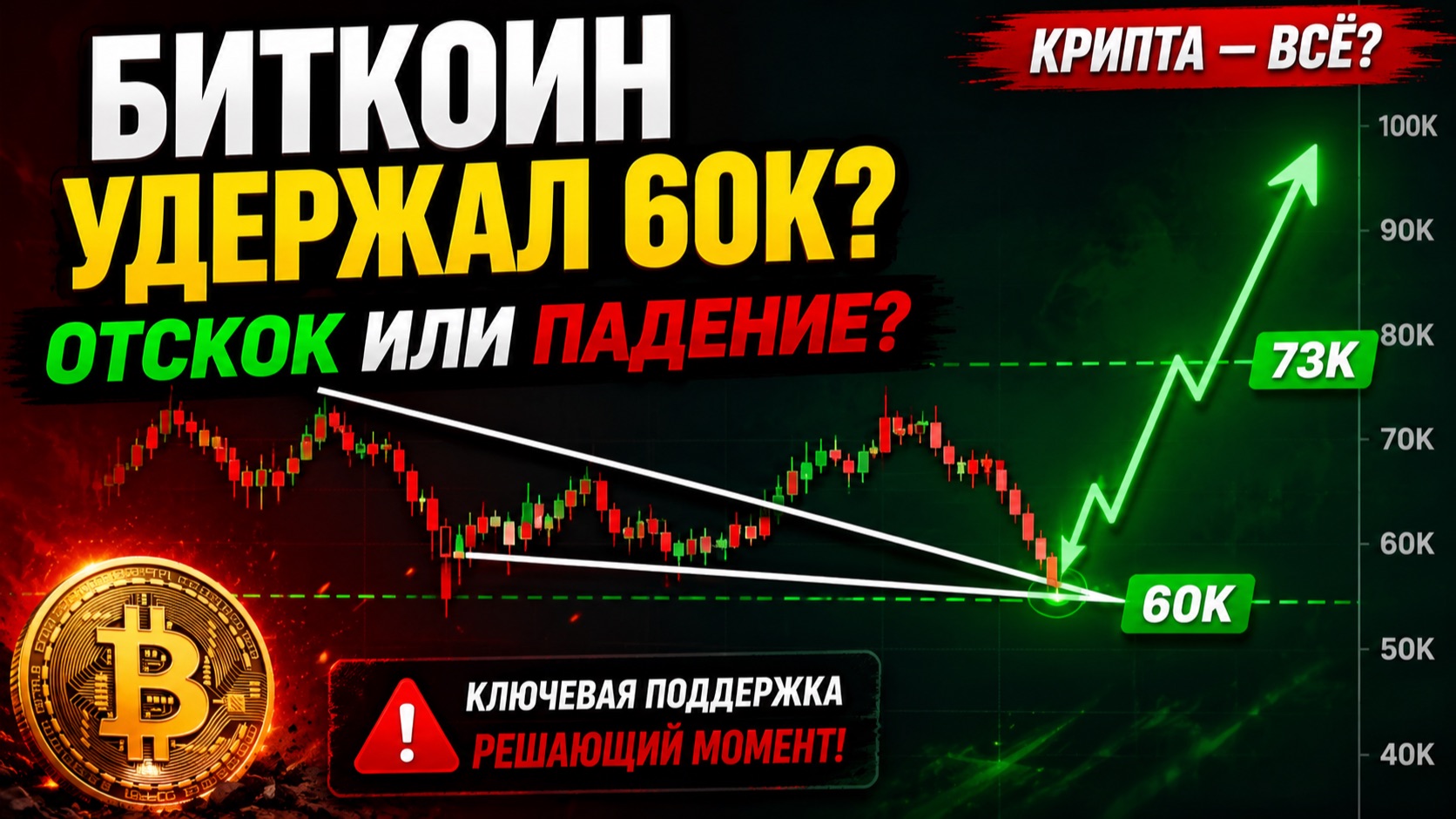 КРИПТА — ВСЁ? Биткоин удержал 60К: отскок или начало падения? смотреть онлайн