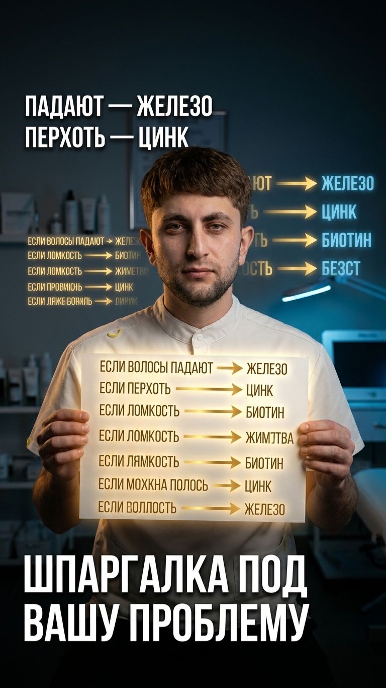 🩺 7 биохимических причин проблем с волосами