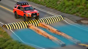 Автомобили против глубокой воды, разрушенного моста и огромного лежачего ▶️ BeamNG Drive