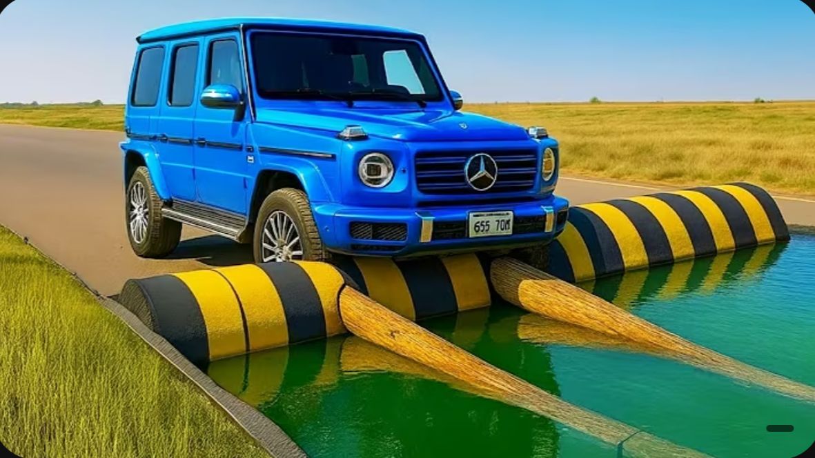 Автомобили против лежачих полицейских в глубокой воде в BeamNG Drive!