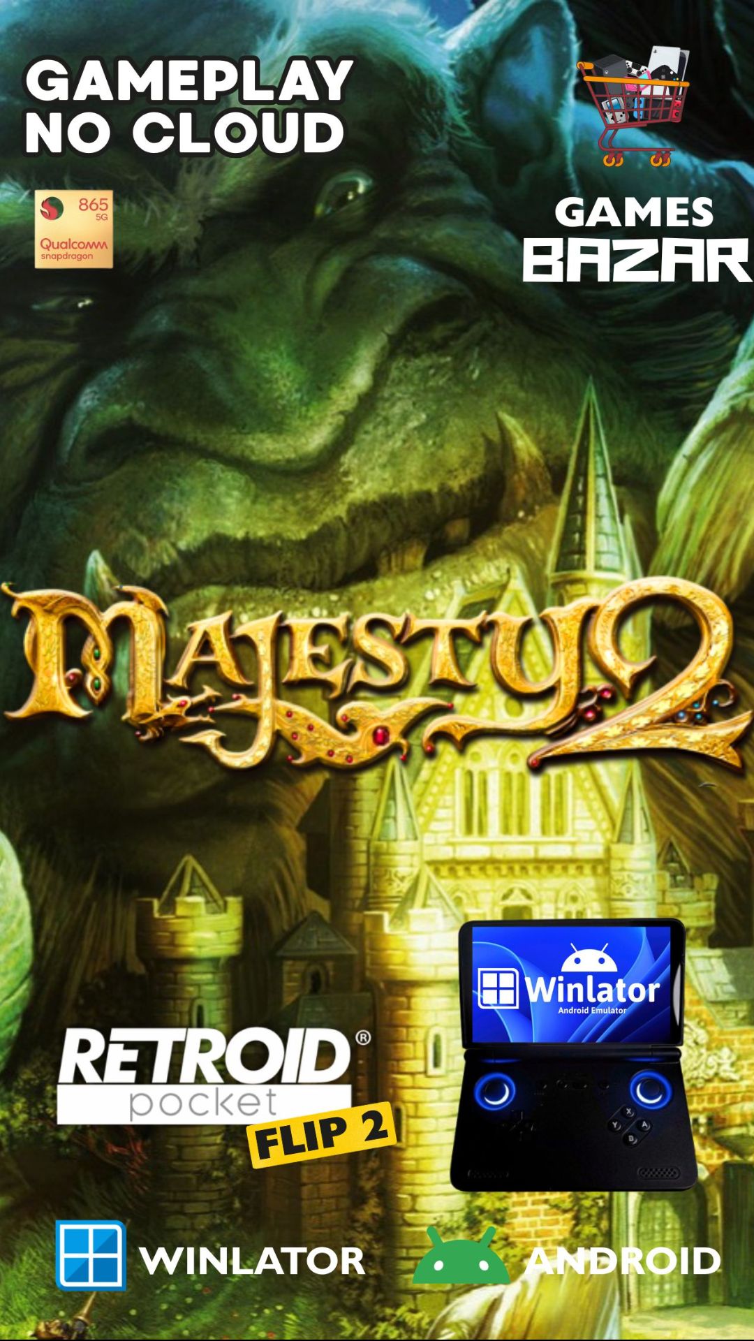 Majesty 2 Retroid Pocket Flip 2  gameplay  Winlator 10.1 #winlator