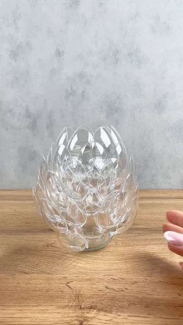 Переработка пластиковых ложек Как сделать декоративную вазу своими руками 😍 🏠