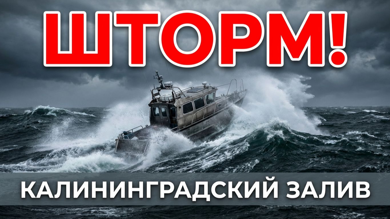 Катер. На Калининградском заливе - штормило.
