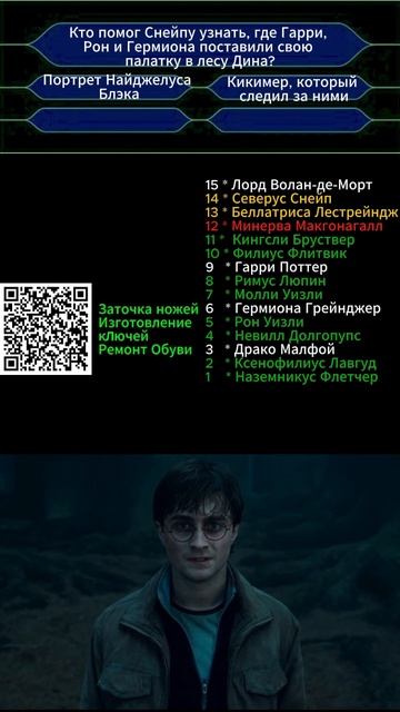 Кто ты в "Гарри Поттер и Дары Смерти"  вопрос № 12
