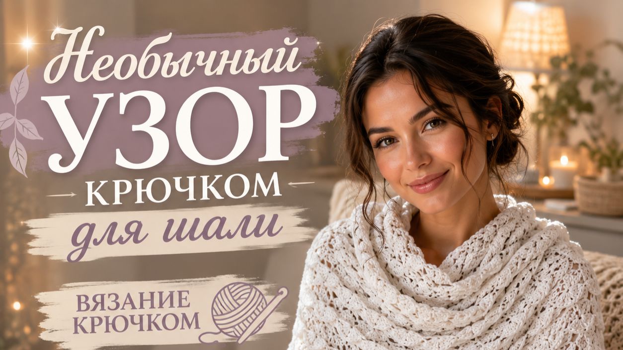 Необычный узор крючком для шали | Вязание крючком