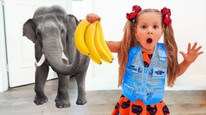 Давайте вместе покормим животных🍌🐘мультик для детей 🌈