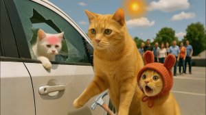 Котенок становится героем вместе с мамой-кошкой Спасите маленького котенка от теплового удара в маши