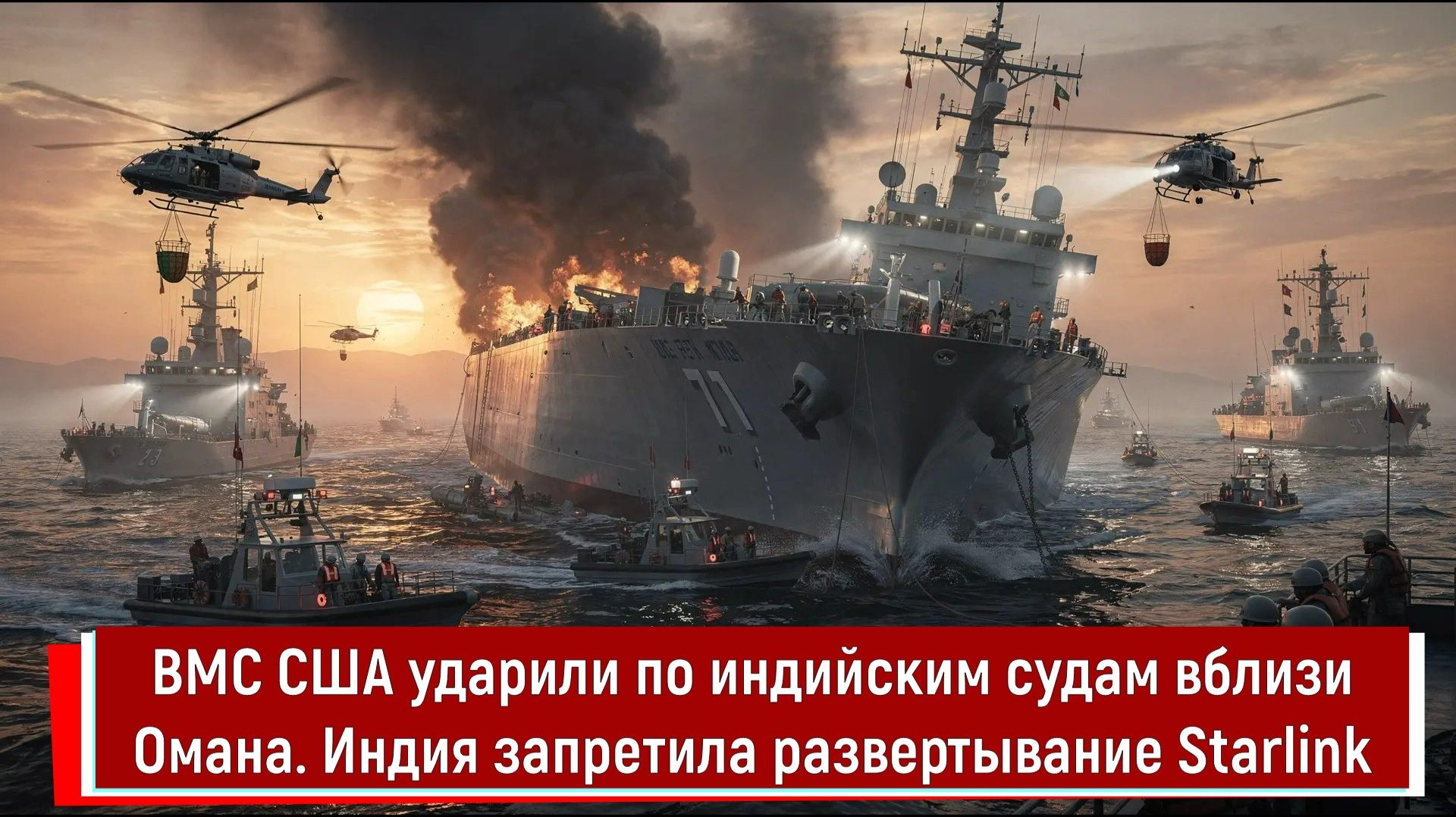 ВМС США ударили по индийским судам вблизи Омана. Индия запретила развертывание Starlink