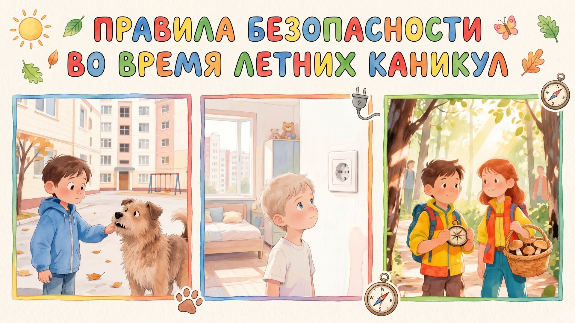 Правила безопасности для детей на летних каникулах👓