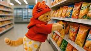 Котёнок боялся мышки, мама утешала его, сделав красивые стеклянные шарики