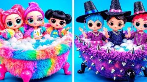 K-Pop Охотницы на Демонов: строим дом в радужном и Черном стиле! 10 поделок для кукол L.O.L.