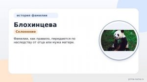 Фамилия Блохинцева: происхождение, значение и склонение