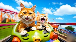 😹Мама кошечка со своим маленьким котёночком катаются на захватывающих аттракционах🔥