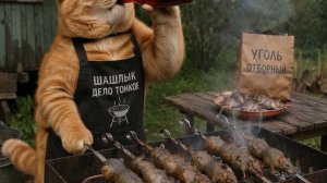 Рыжий кот и барбекю из мышей