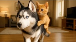 Котенок в костюме призрака пугает бродячих собак #Это сильно, потому что мама-кошка забо
