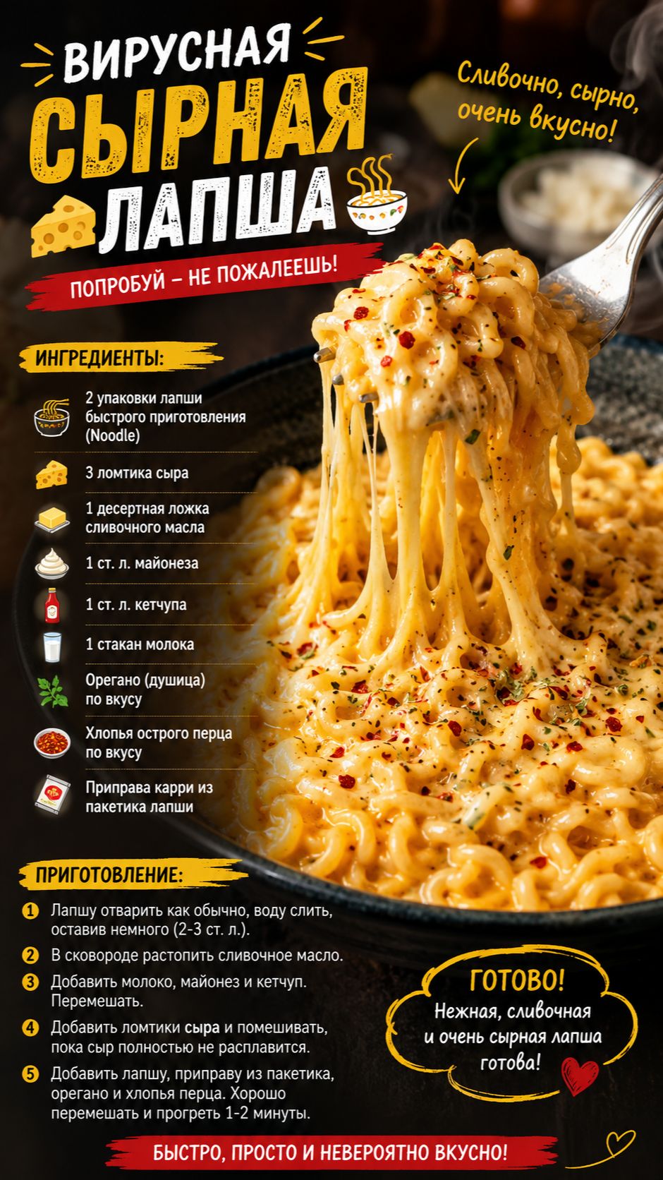 Cырная лапша
