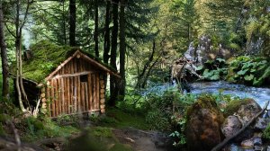 2 дня в уединенной лесной хижине: рыбалка и приготовление улова /  Выживания в дикой природе