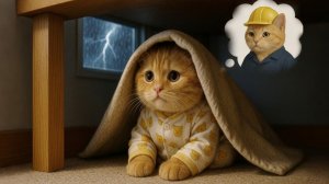 Котёнок боится грома, но больше всего он боится оставить маму голодной 🐈🐱🐾
