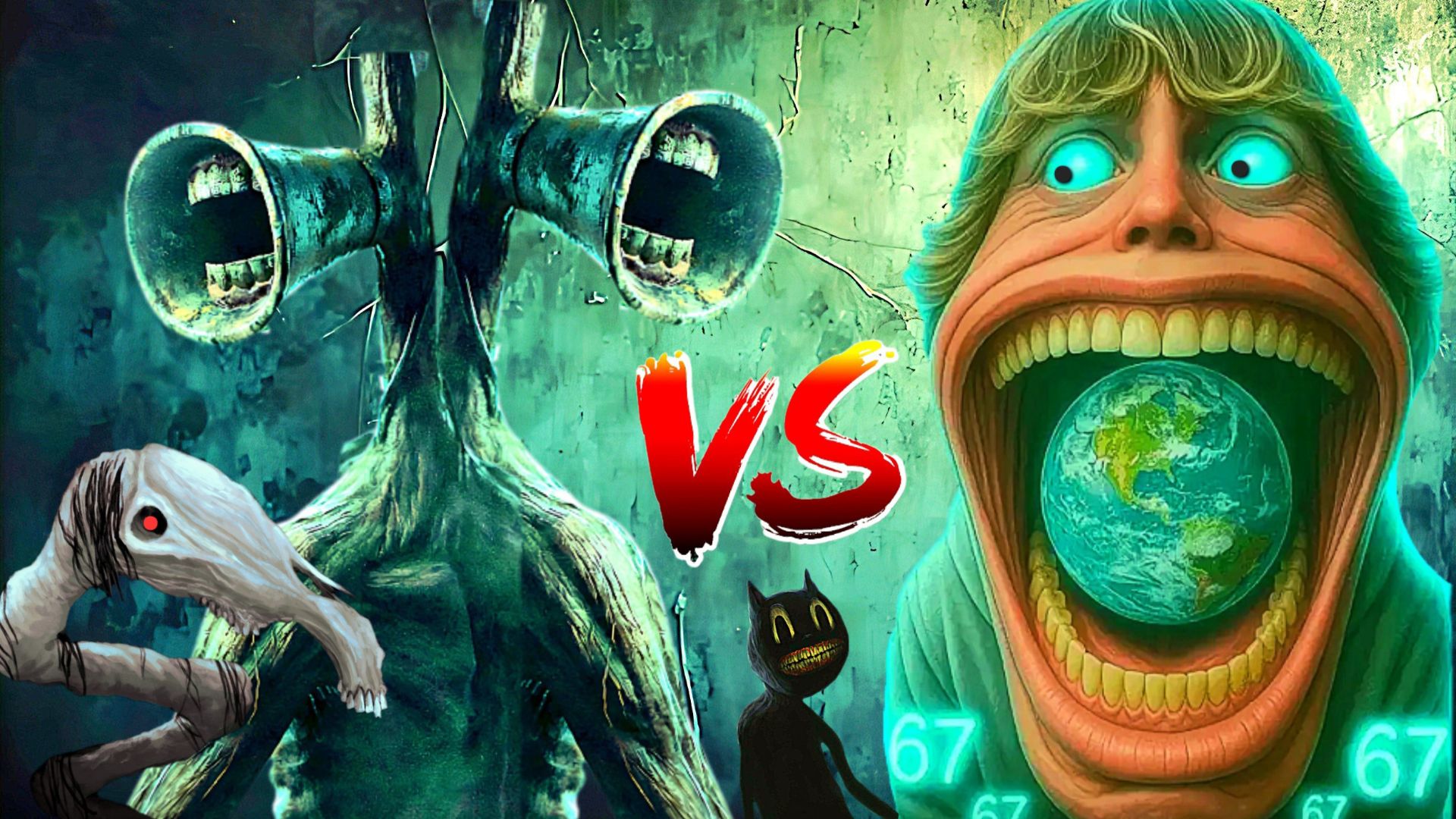 📢 СИРЕНОГОЛОВЫЙ 📢 против 67 и КАРТУН КЭТА. Кто круче? SIREN HEAD - АТАКУЕТ.