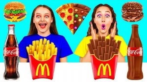 Челлендж. Шоколадная Еда vs Настоящая еда | Сумасшедший Челлендж