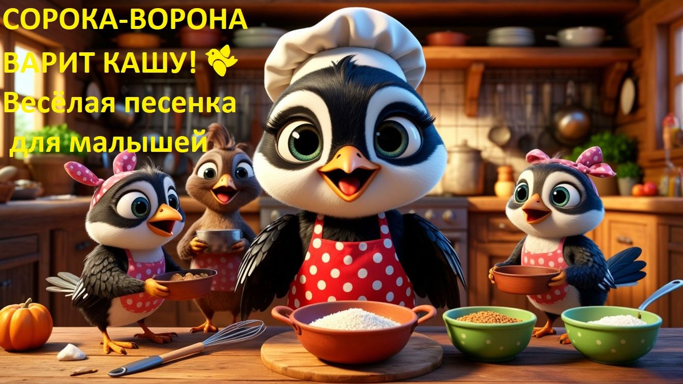🥣 СОРОКА-ВОРОНА ВАРИТ КАШУ! 🐦 Весёлая песенка для малышей