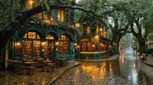 УЮТНЫЙ ДОЖДЬ У КНИЖНОГО КАФЕ 🌧️📚 ДЛЯ КРЕПКОГО СНА И ГЛУБОКОГО РАССЛАБЛЕНИЯ