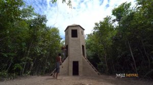 [Полное видео] Строительство многоэтажного бамбукового дома с горкой, виллы, украшения для бассейна
