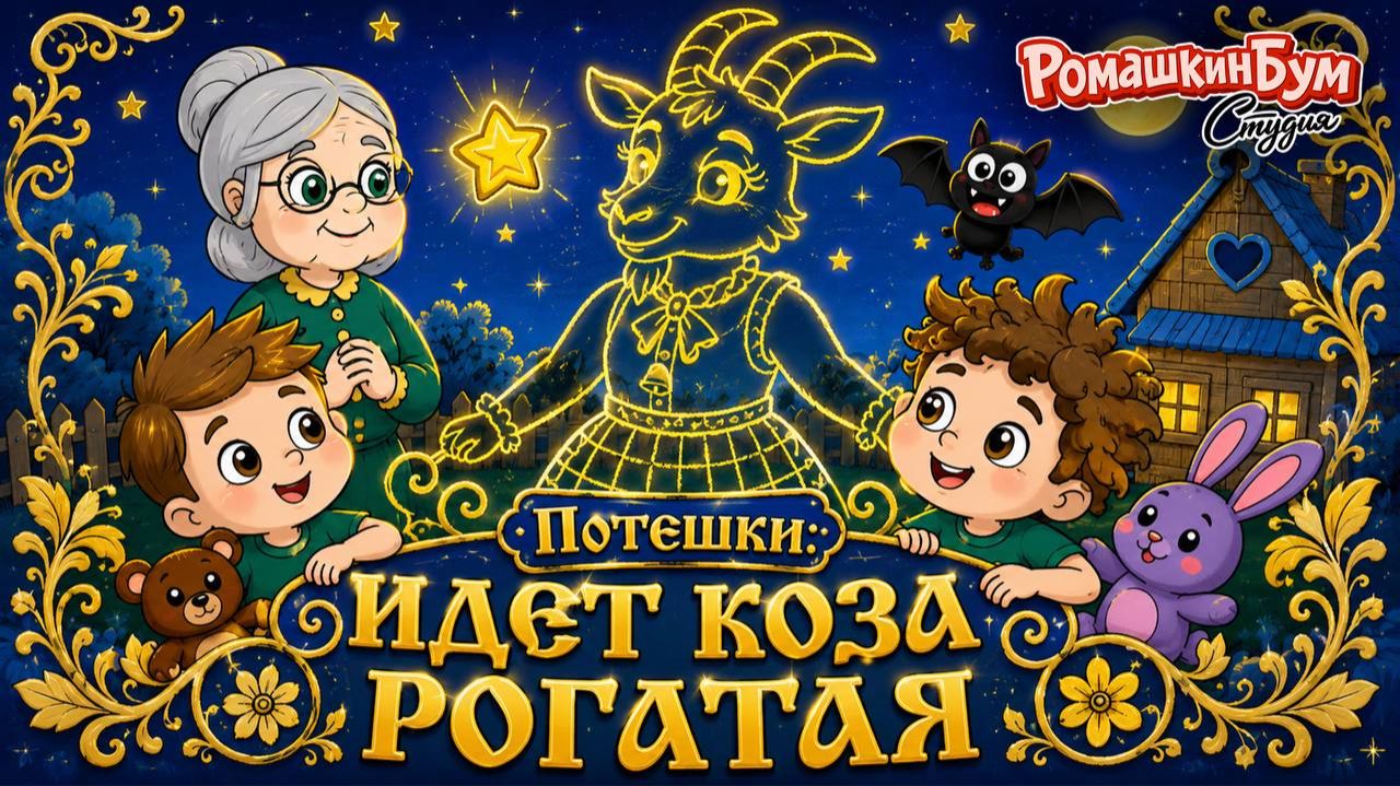 Потешки Идет коза рогатая: мультфильм для детей. #русскиепотешки #коза #сказка