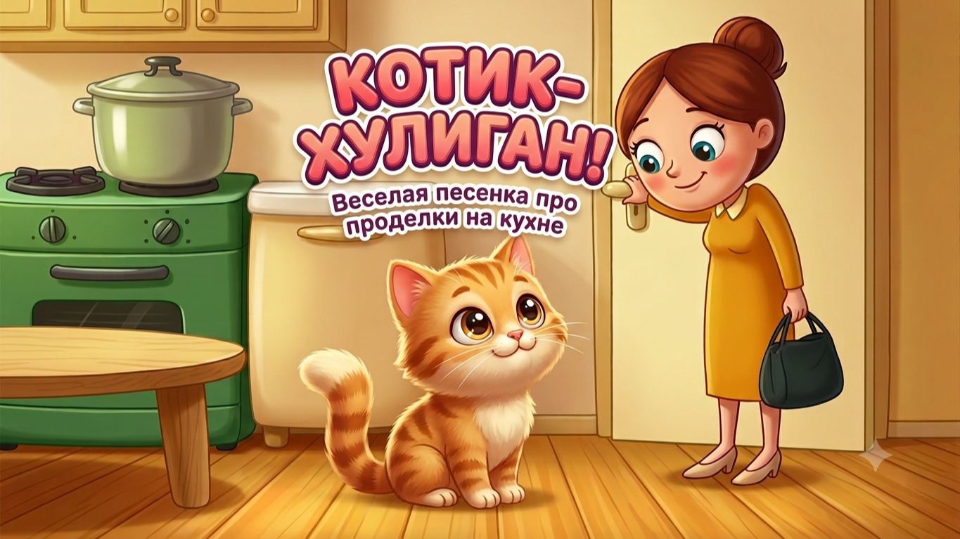 Котик-хулиган! 🐱 Веселая песенка про проделки на кухне