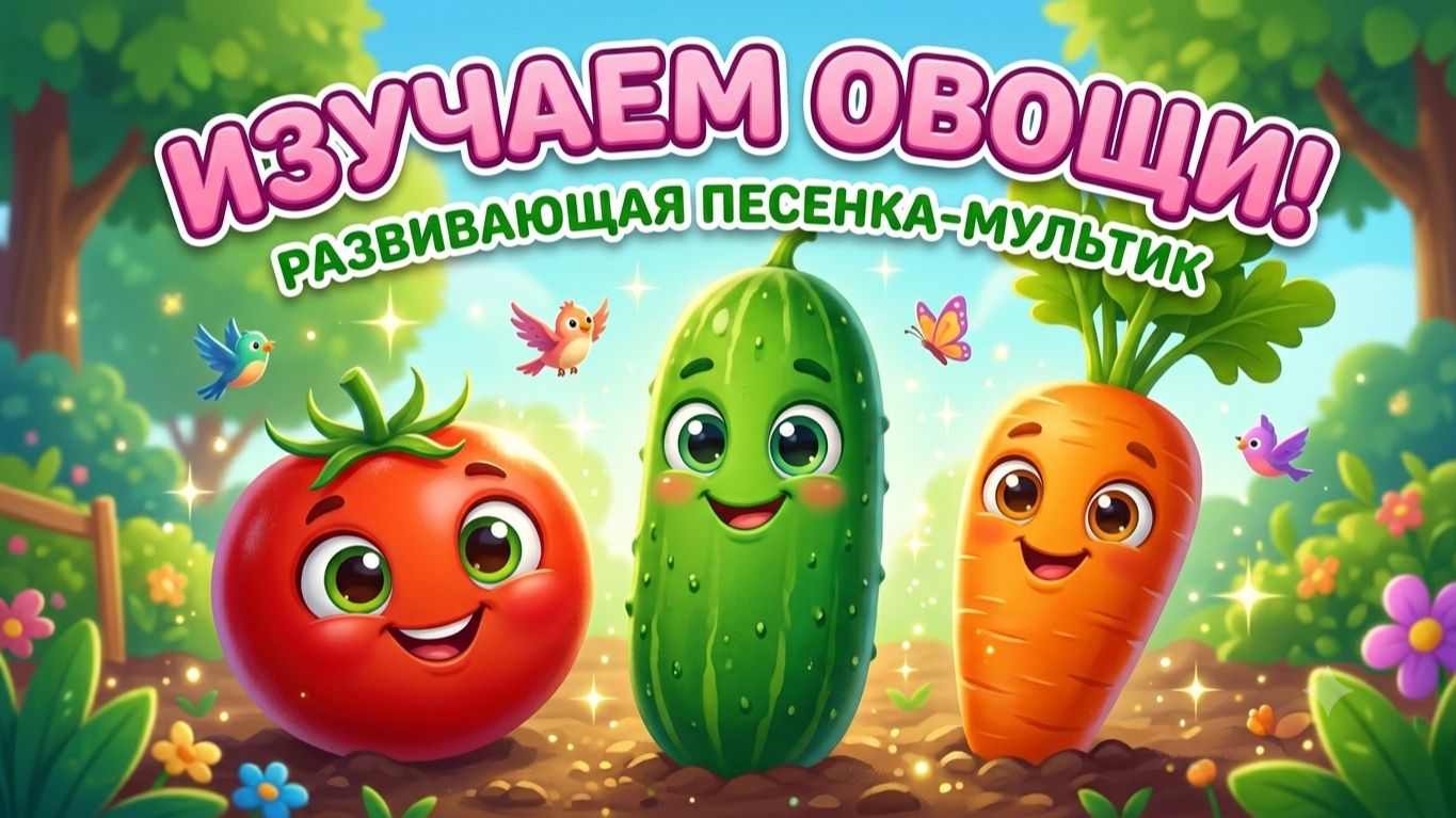 Учим овощи весело! 🥕 Развивающая песенка-мультик для малышей (Огурец, Помидор, Морковь)