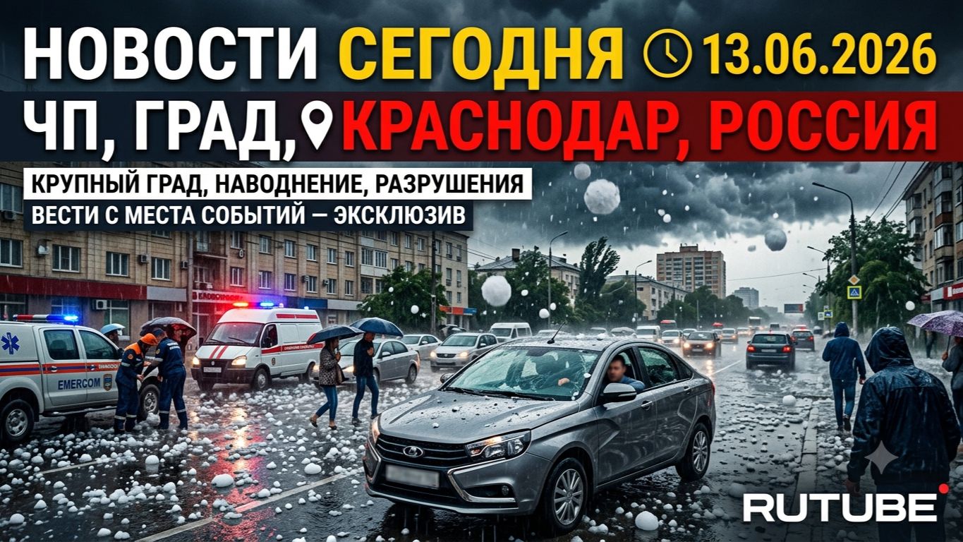 Новости Сегодня 13.06.2026 — ЧП, град, Краснодар, Россия смотреть онлайн