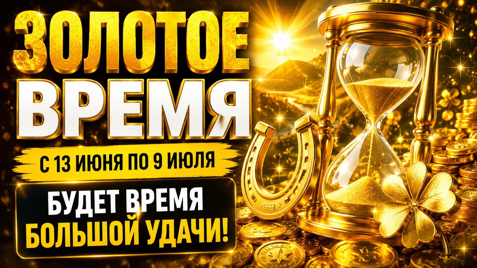 Золотое время с 13 июня по 9 июля. Время большой удачи.