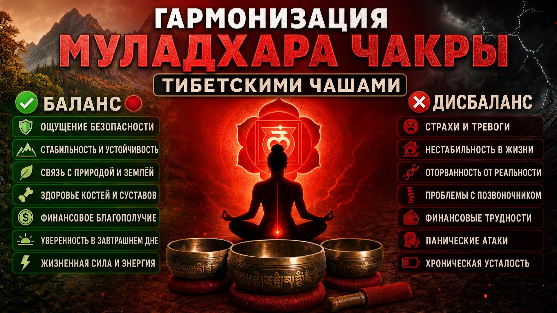 МУЛАДХАРА — Гармонизация 1 чакры. Тибетские поющие чаши | 396 Hz |