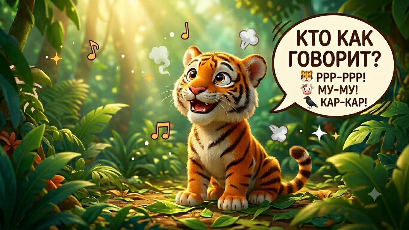 Кто как говорит? Учим звуки животных | Развивающая песенка-мультик для малышей