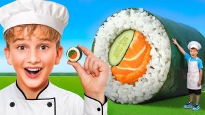 Вызов- приготовить ГИГАНТСКУЮ и МАЛЕНЬКУЮ еду! Часть 2