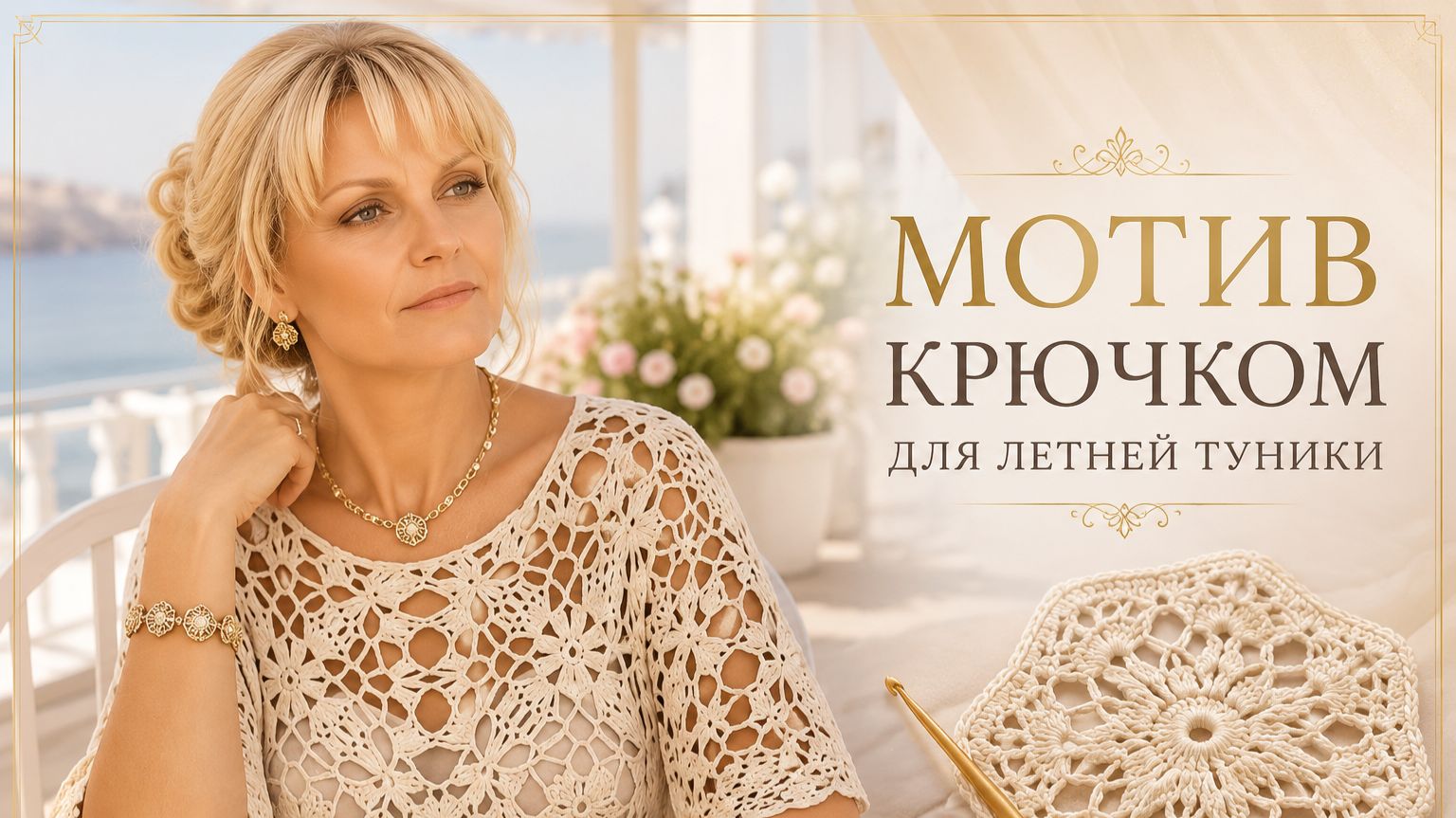 Ажурный мотив крючком для летней туники | Мотивы крючком со схемами и описанием