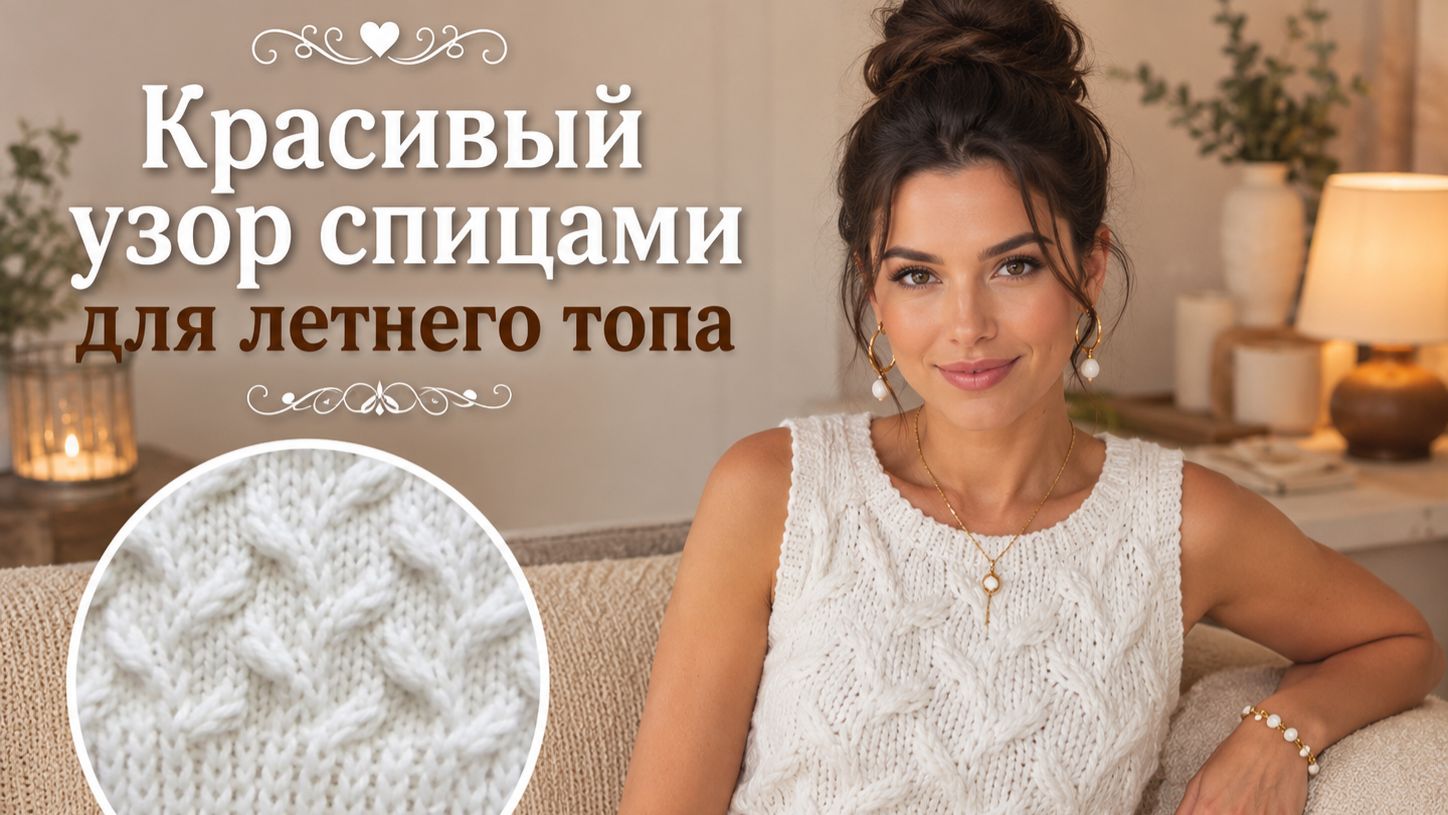 Узор спицами для летнего топа | Красивый рельефный узор, который украсит любую модель