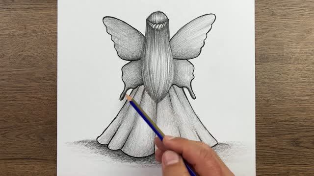 Как легко нарисовать девочку с крыльями бабочки, как нарисовать девочку в платье карандашом смотреть онлайн