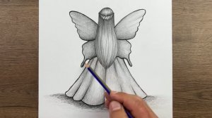 Как легко нарисовать девочку с крыльями бабочки, как нарисовать девочку в платье карандашом