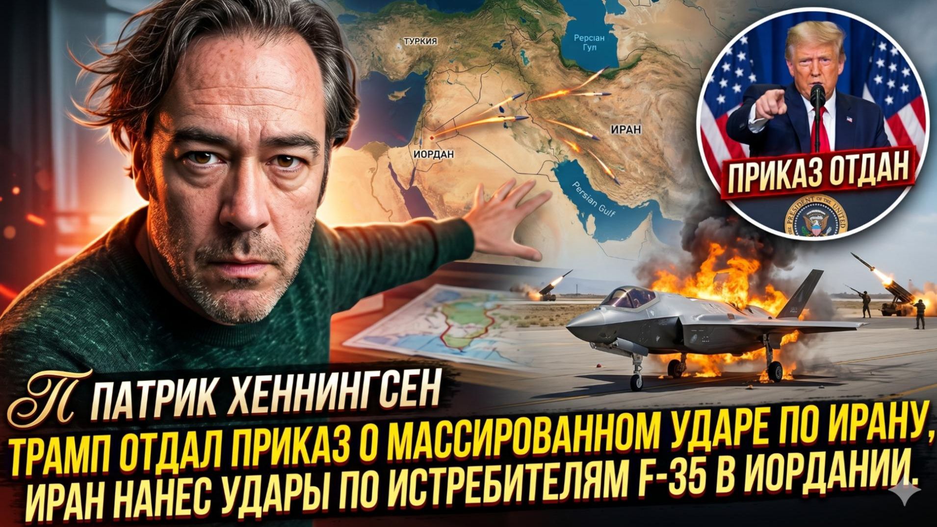 🚨Патрик Хеннингсен | ШОК: Трамп отдал приказ на МАССИРОВАННЫЙ удар. Иран сбил F-35.