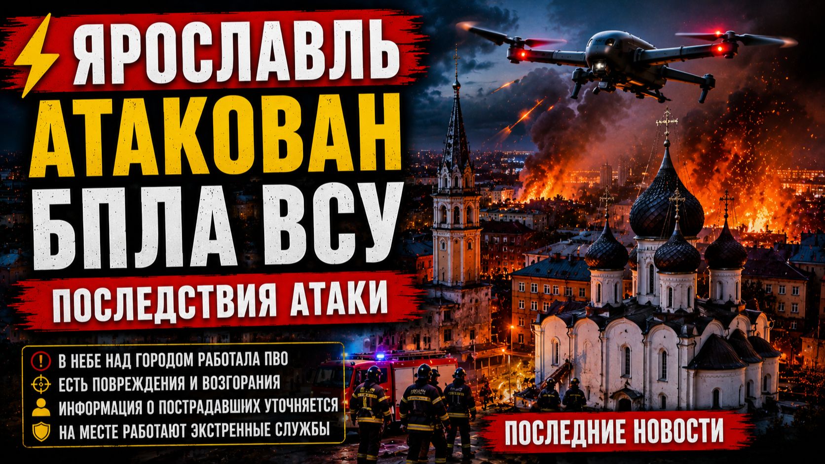 ⚡️💥ЯРОСЛАВЛЬ АТАКОВАН БПЛА ВСУ. ПОСЛЕДСТВИЯ АТАКИ-ПОСЛЕДНИЕ НОВОСТИ
