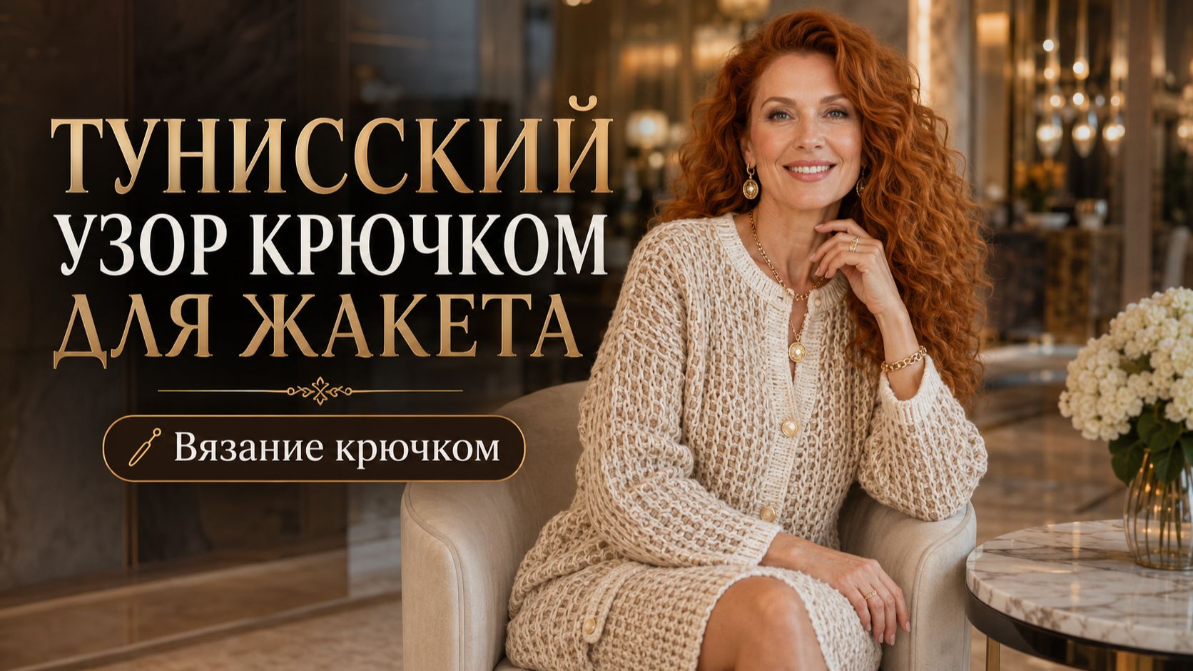 Тунисский узор крючком для жакета, кардигана и кофточки | Ажурное красивое вязание крючком