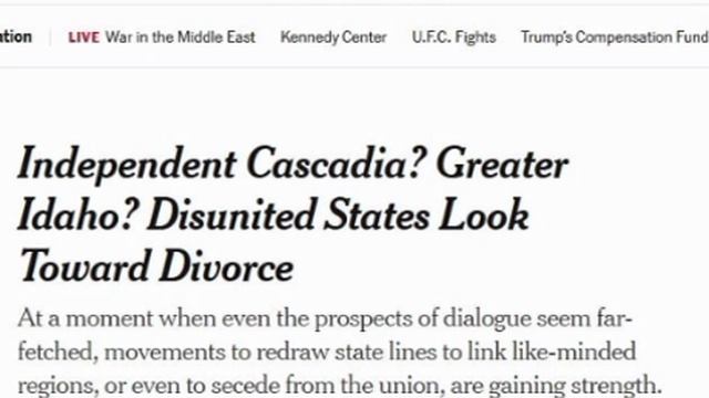 ‼️🇺🇸🇨🇦Сепаратистские настроения набирают силу в США и Канаде, — NYT