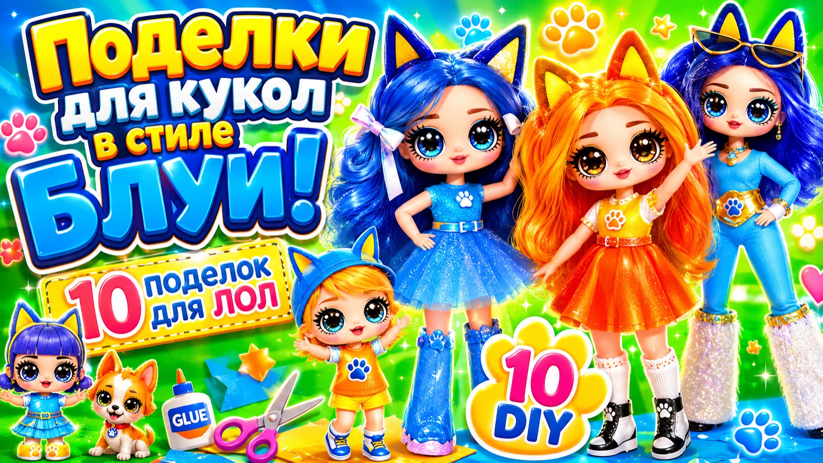 Поделки для кукол в стиле БЛУИ! 10 поделок для Кукол ЛОЛ ОМГ !