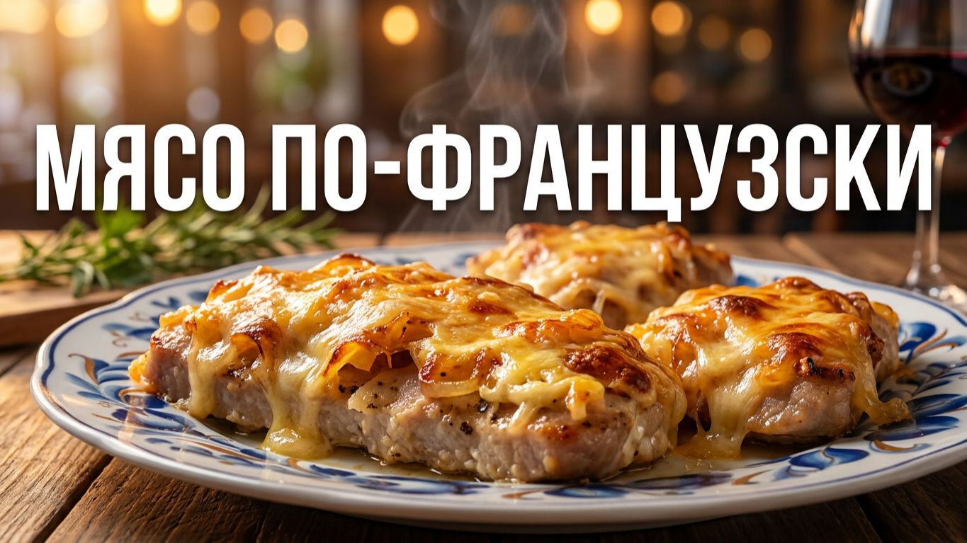 Мясо по-французски с сыром и луком  Сочное и нежное! Классический рецепт