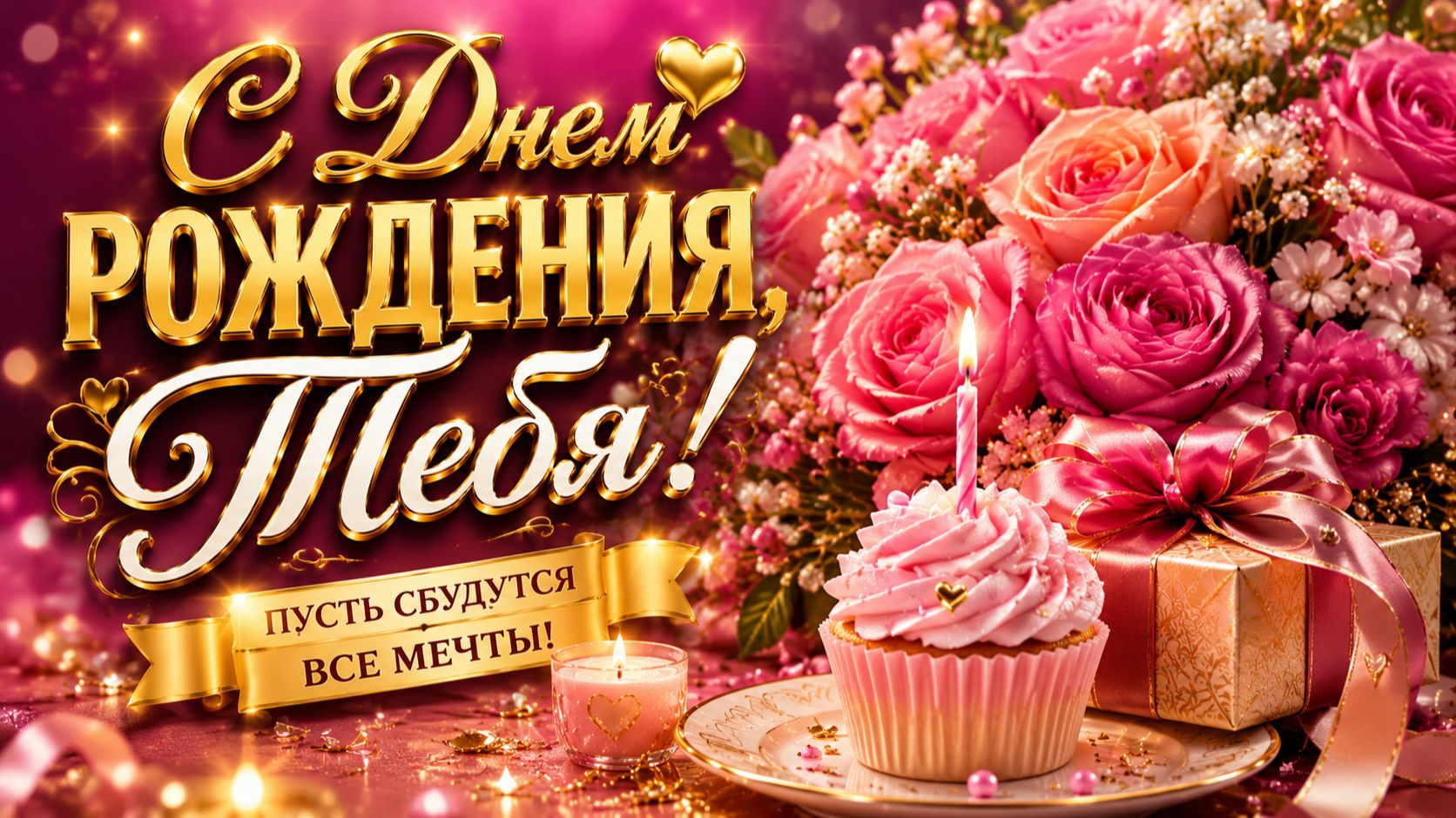 С днём рождения тебя! Красивое душевное поздравление для  женщины