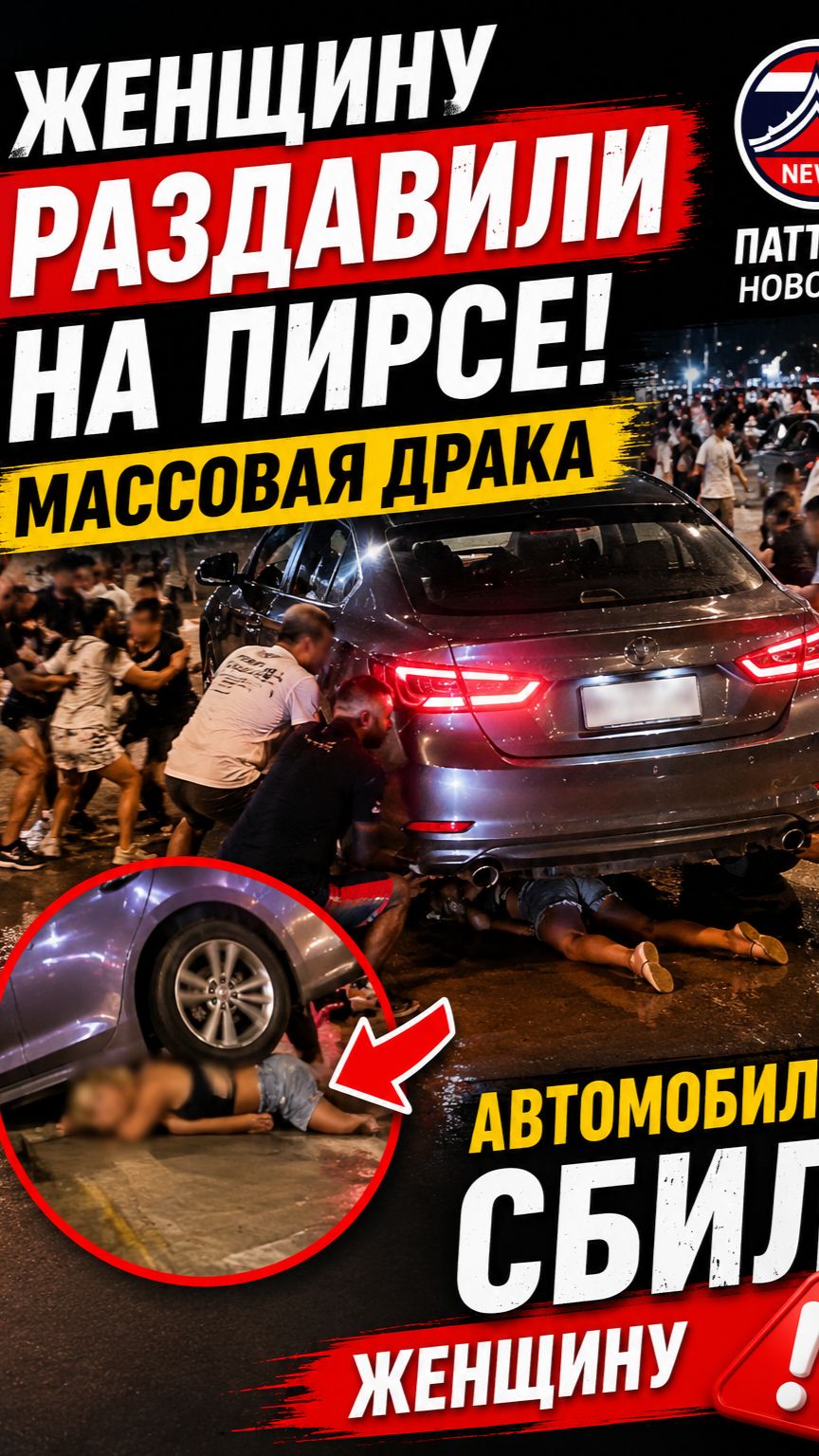 ЖЕНЩИНУ ПЕРЕЕХАЛА МАШИНА ВО ВРЕМЯ МАССОВОЙ ДРАКИ В ПАТТАЙЕ 😱 #новости #новостисегодня #тайланд