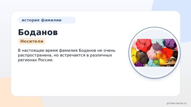Фамилия Боданов: происхождение, значение и склонение