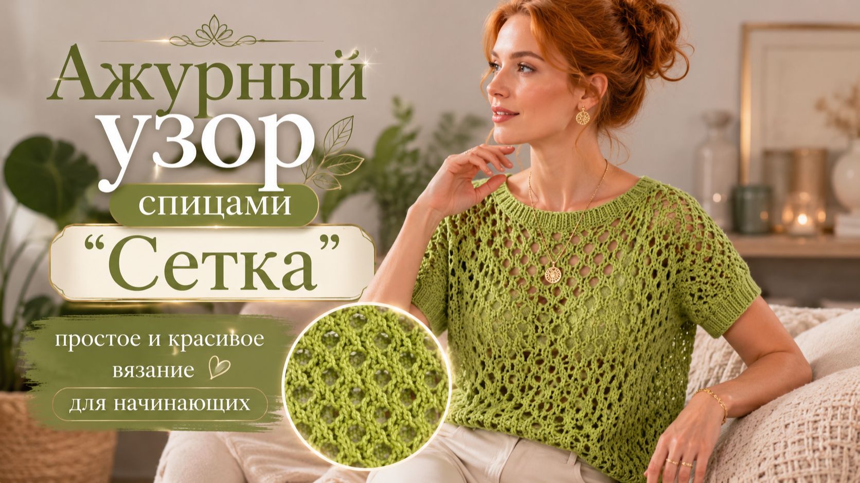Ажурный узор спицами «Сетка» — простое и красивое вязание для начинающих - Лёгкость и воздух