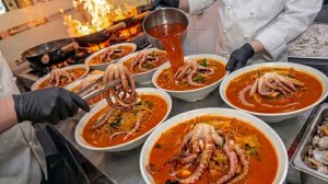 Мастер качества чачжанмён, чампонг и жареный рис с креветками, чампонг с осьминогами
